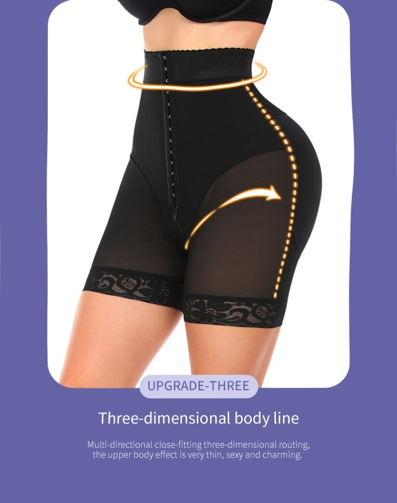 Hook Eyes Tummy Control Faja High-Waisted Booty Lift Shaper Shorts