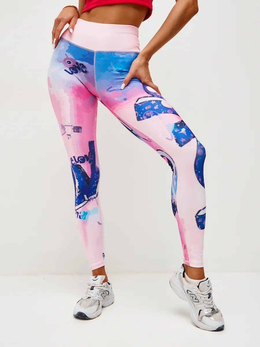 BREEHER High Waisted Printed Butt Lifting Fitness Leggings