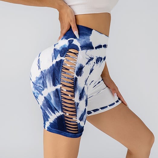 Hollow Gradient Color Hip-Lifting Yoga Shorts