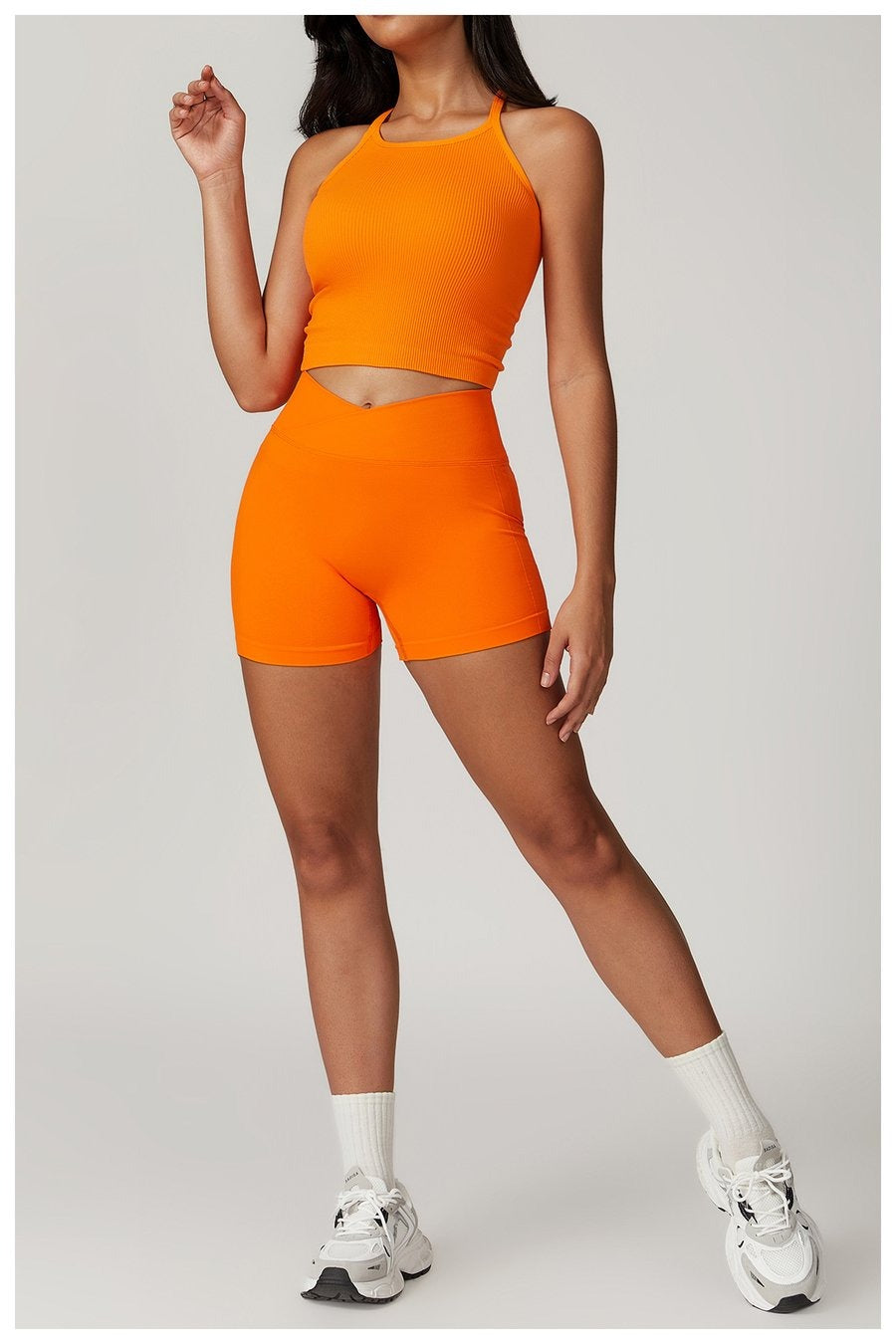 BREEHER Crossed Waist Shape High Waisted Hip Lifting Shorts