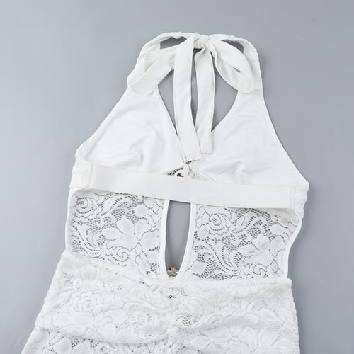 Sexy Lace Hollow Halter Neck Backless Jumpsuit