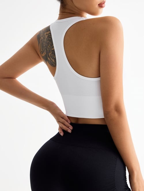 Solid Striped Halter Neck Yoga Bra Top