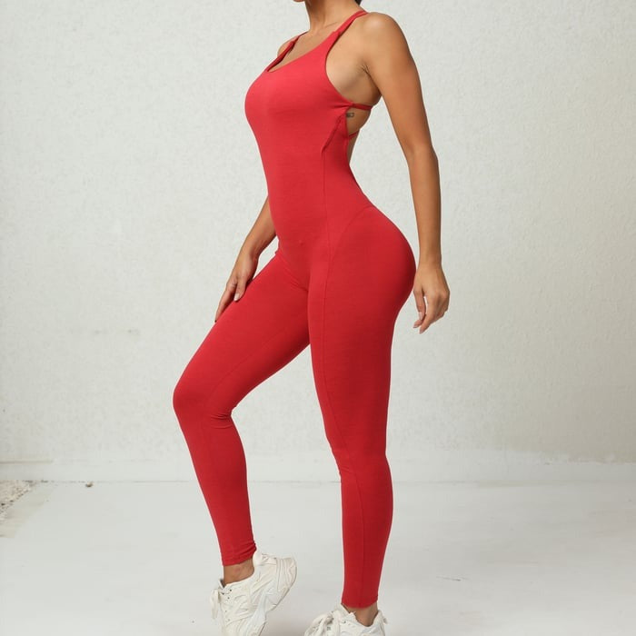 BREEHER Women's Backless Sports Yoga Fitness Jumpsuit