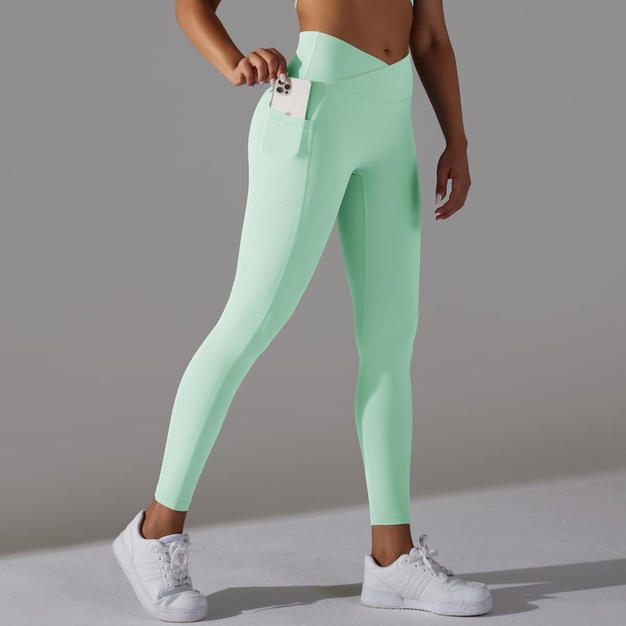 BREEHER Cross Waist Pocket V Waist Leggings