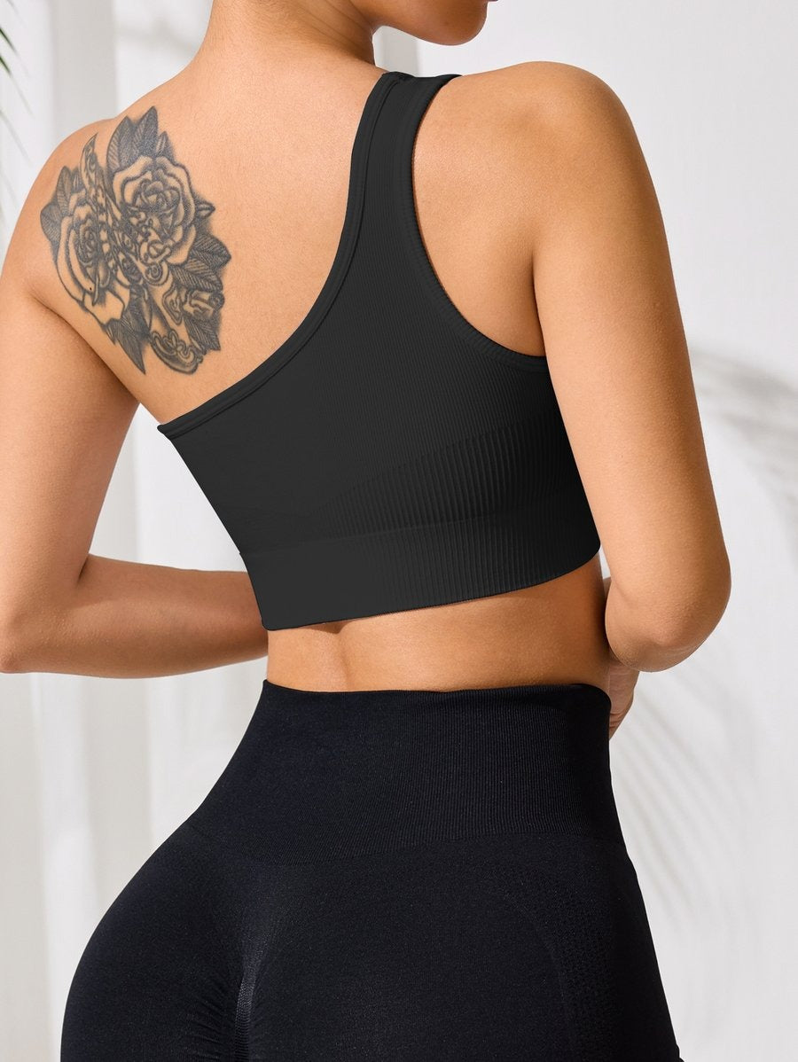 Sexy One-shoulder Sports Vest Bra