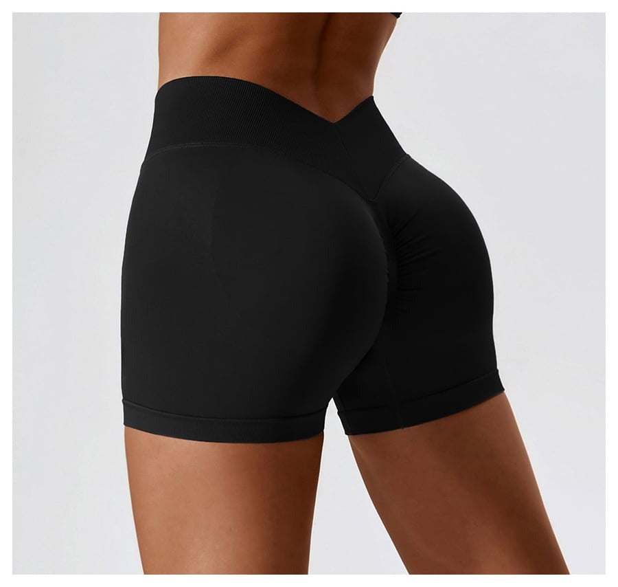 BREEHER V Waist Ruched Hip Lifting Quick Drying Shorts