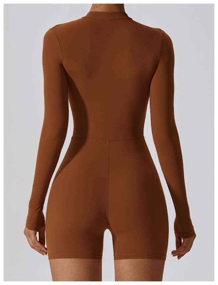 BREEHER Upright Collar Zipper Highly Elastic Jumpsuit