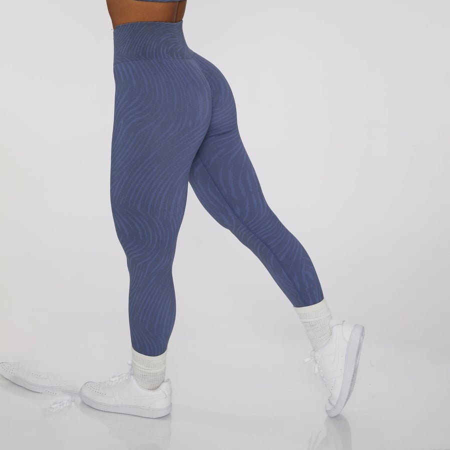 BREEHER Yarn Dyed Zebra Stripes Butt Lifting Leggings