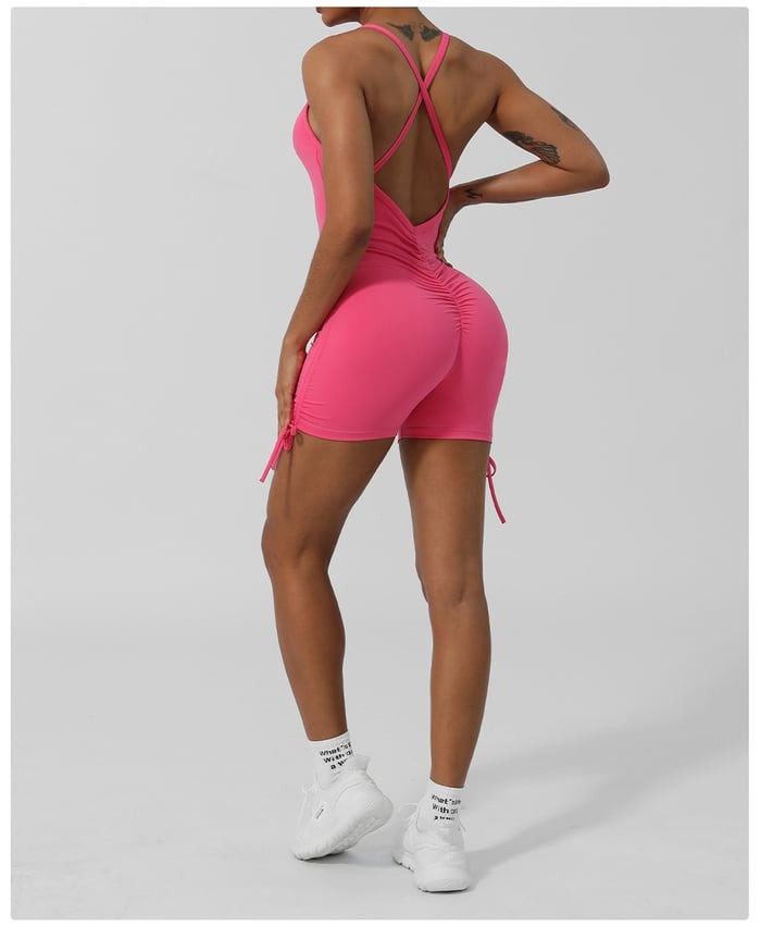 Cross-Back Seamless Sports Peach Hip One-piece Yoga Jumpsuit
