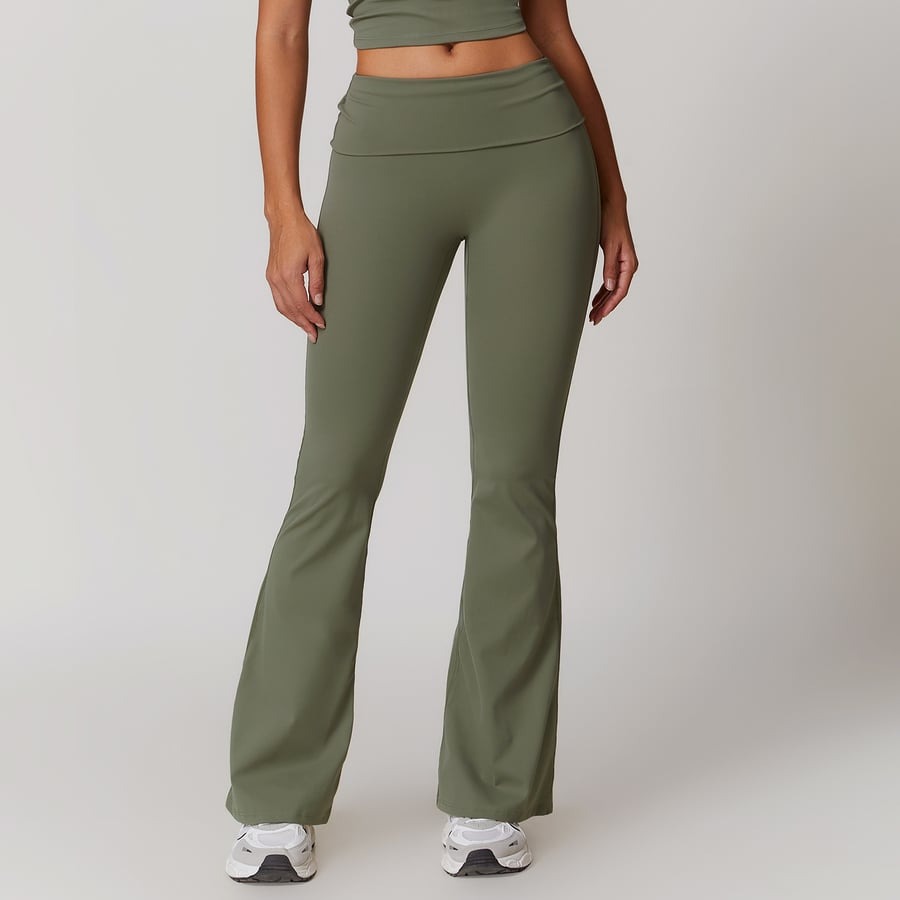 BREEHER Folded Waist Seamless Quick Drying Hip Lifting Leggings
