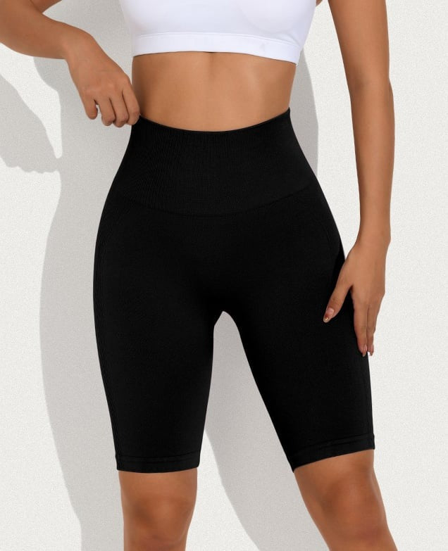 Sexy Seamless High Waist Cycling "Black" Shorts