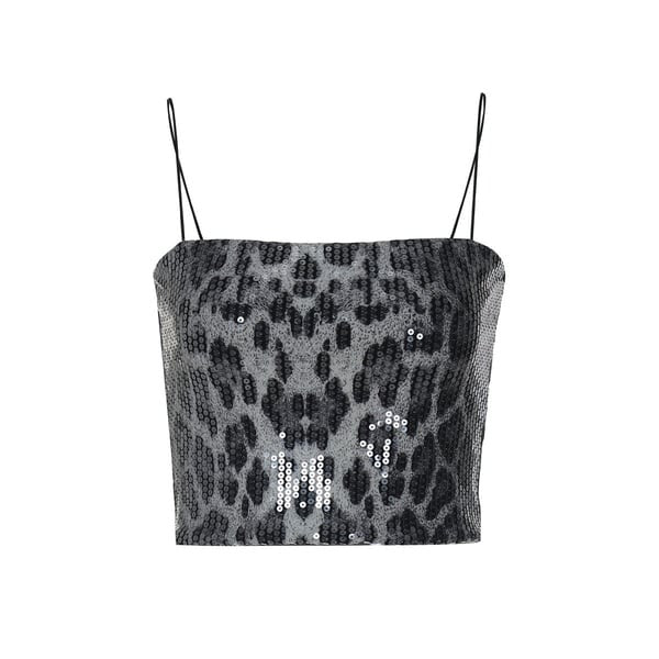 Sexy Leopard Print Sequin Suspenders Top