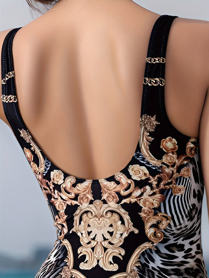 Printed One Piece Swimsuit