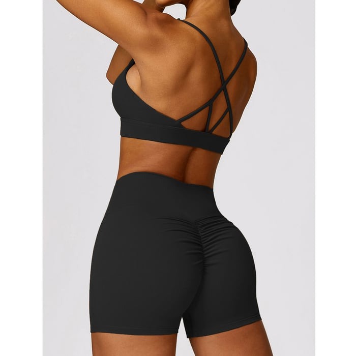 BREEHER U Neck Cross Straps Quick Drying Sports Bras