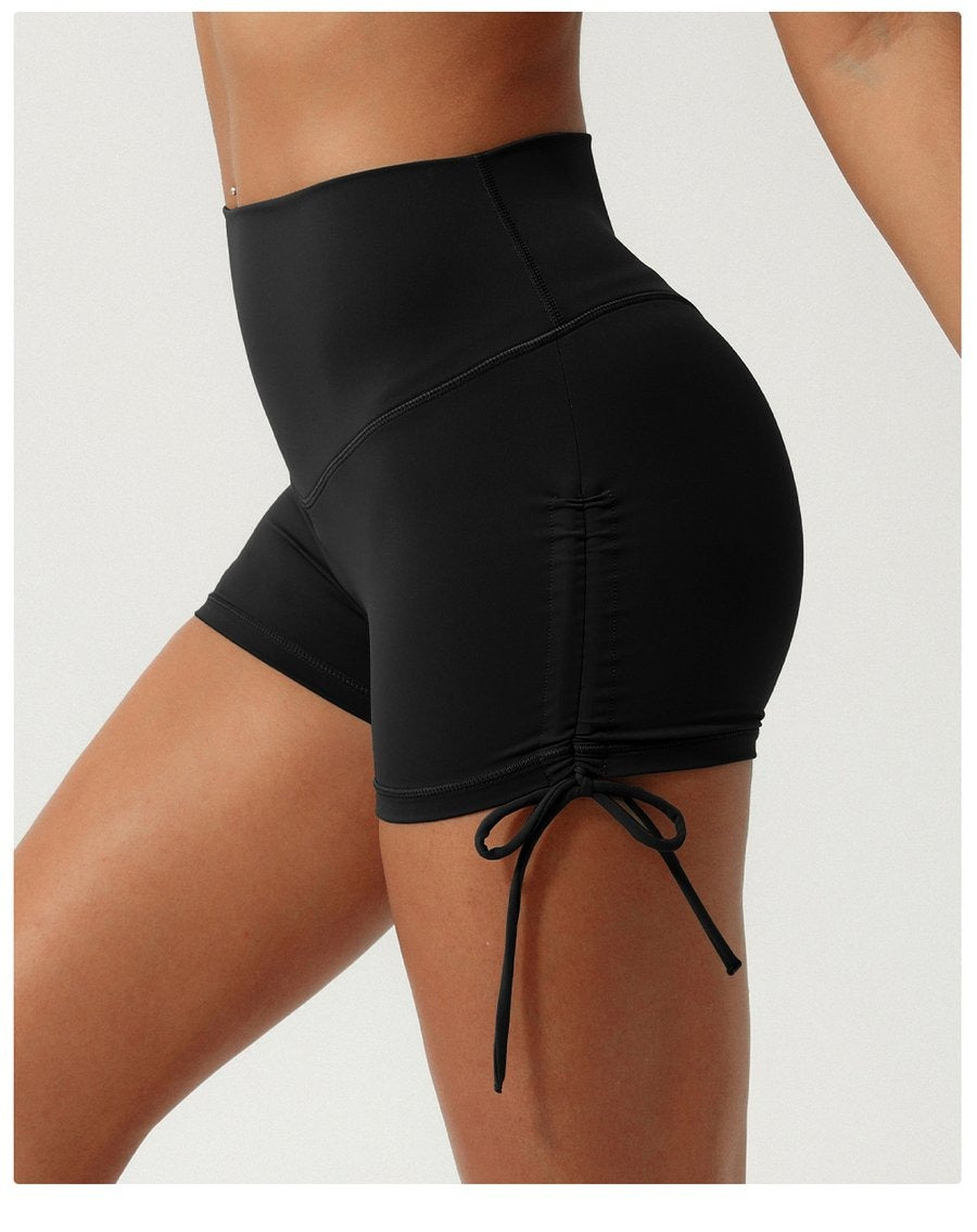 Pleated Drawstring Yoga V-Shaped Hip-Lifting Fitness Shorts