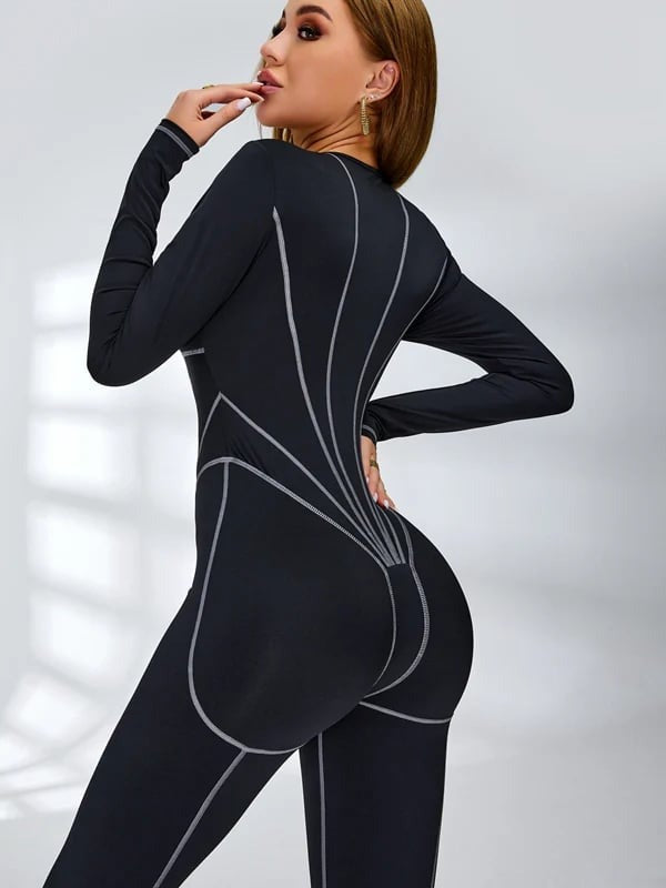 Female Tummy Control Zipper Hip-lift Jumpsuit