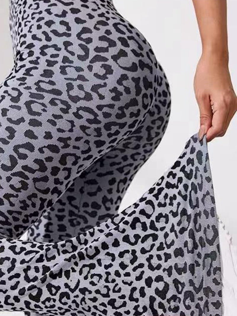 Female Leopard Print Flare High-rise Leggings