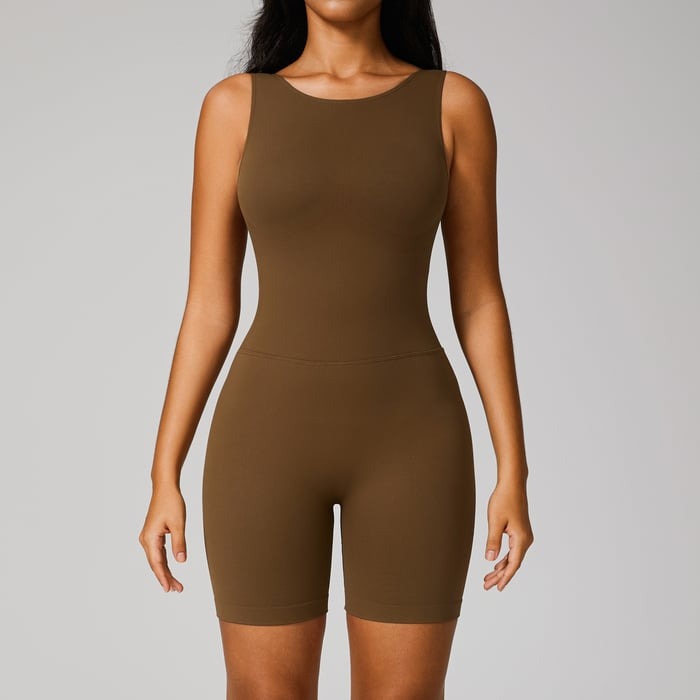 Sexy Backless Solid Color Peach Hip-lifting Yoga Jumpsuit