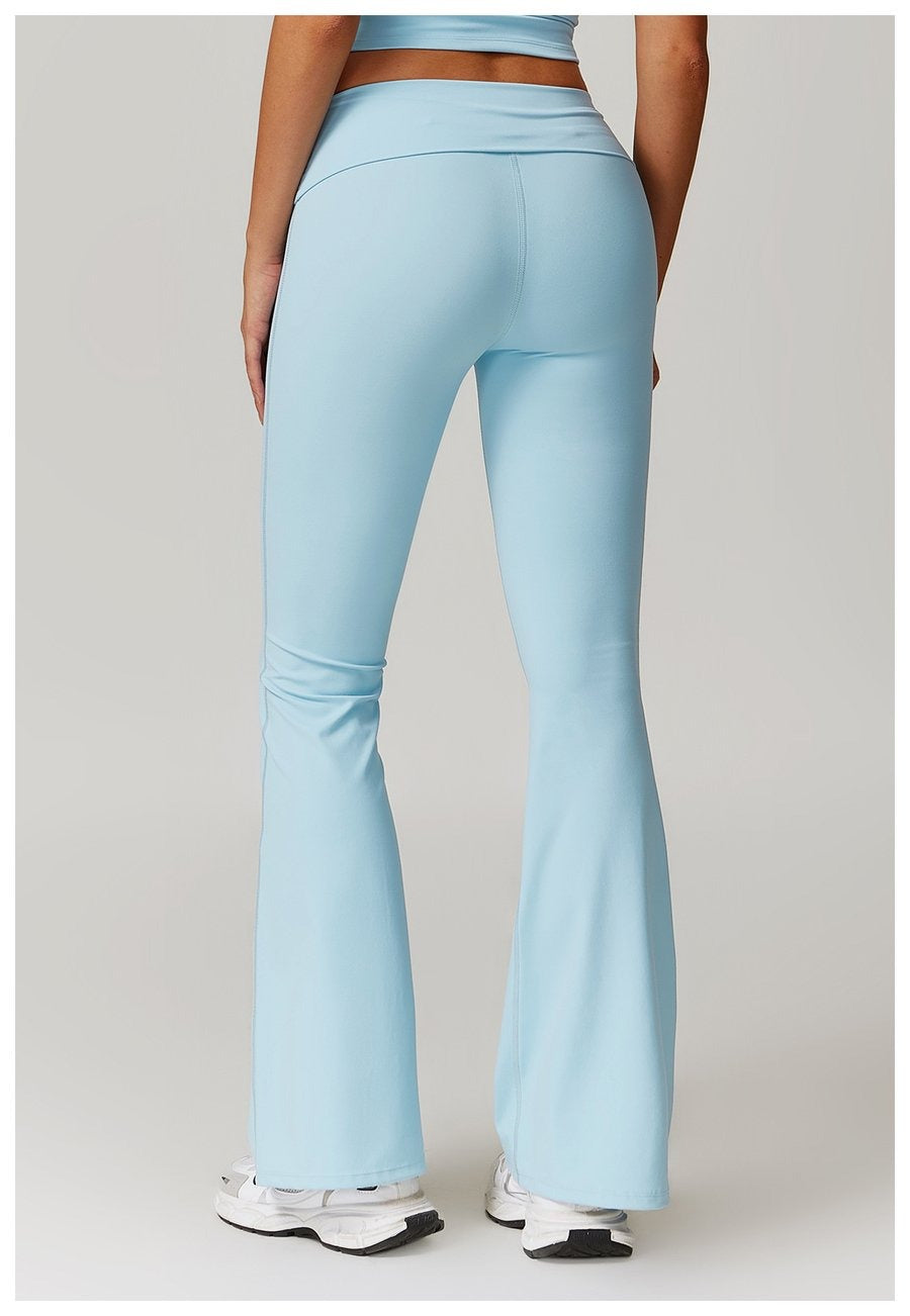 BREEHER Folded Waist Seamless Quick Drying Hip Lifting Leggings