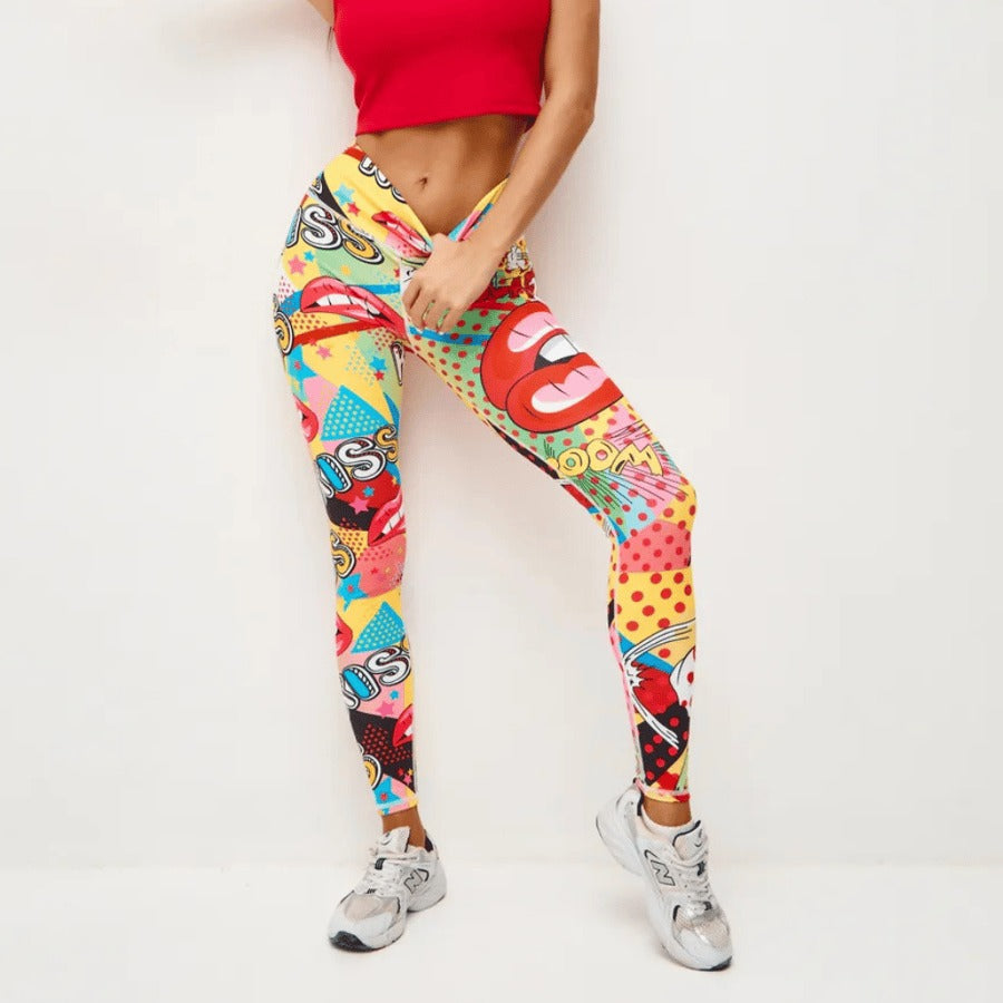 BREEHER High Waisted Printed Butt Lifting Fitness Leggings