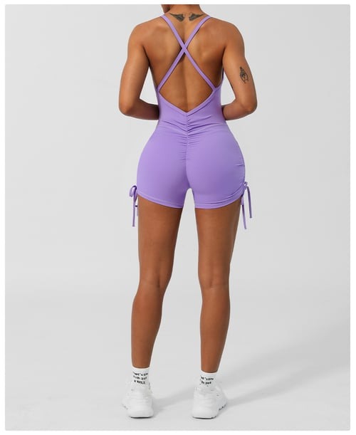 Cross-Back Seamless Sports Peach Hip One-piece Yoga Jumpsuit