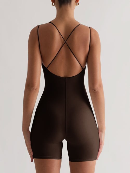 Sexy Solid Color Double Strap Backless Yoga Jumpsuit