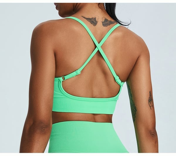 Sexy Backless Hollow Cross Strap Yoga Top With Chest Pads