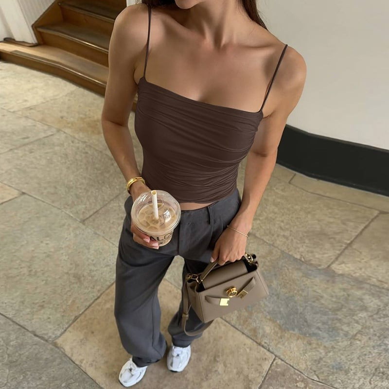 Sexy Pleated Camisole Cropped Top