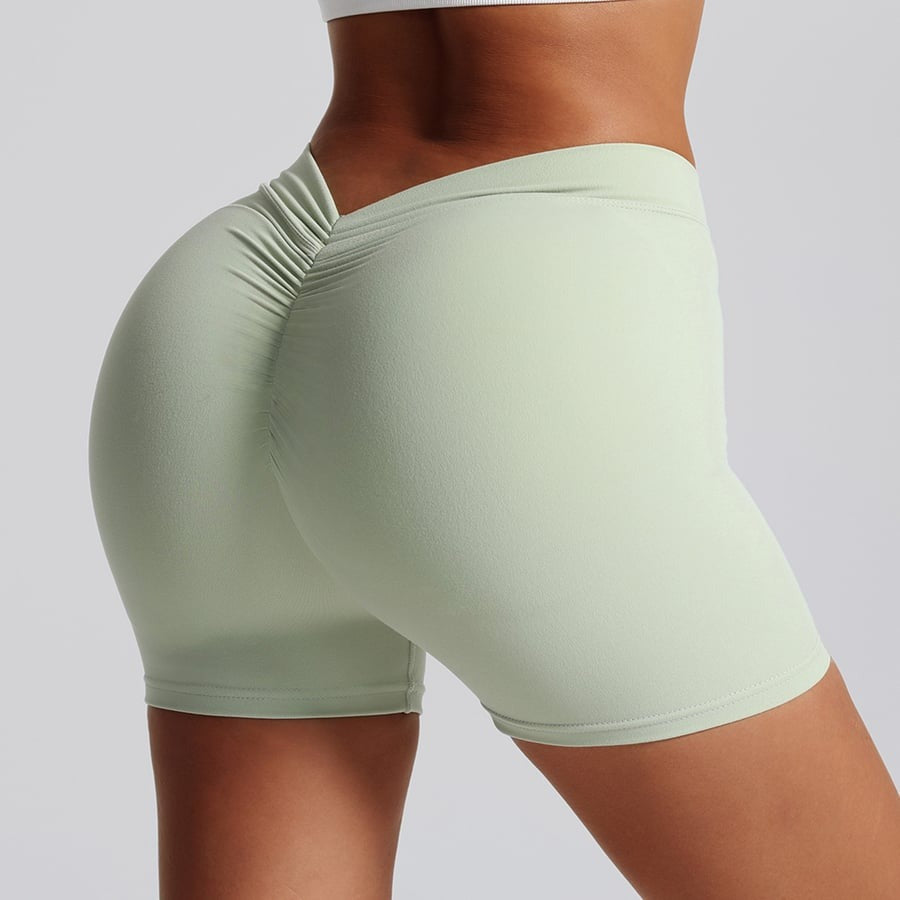 Back V High Waist Hip Lifting Yoga Shorts