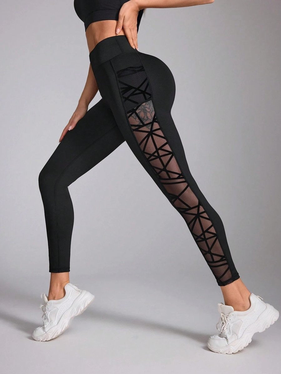 Female Mesh Splice Yoga Leggings