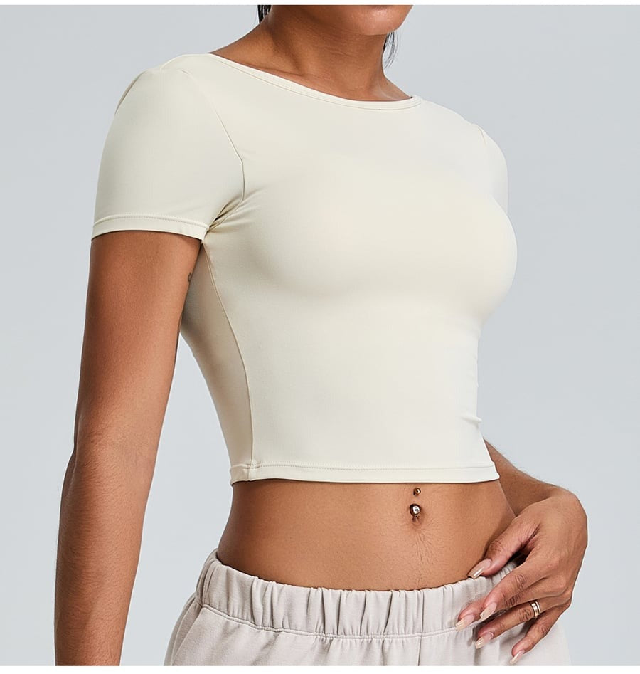 Sexy Backless Short-sleeved Yoga Sports Tops
