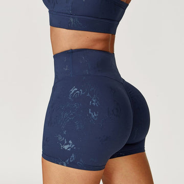 Gold Foil High Waist Nude Yoga Shorts