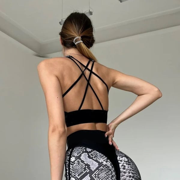 BREEHER Snake Pattern Splicing Sports Bras