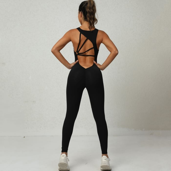 BREEHER Women Backless Sports Yoga Quick-drying Fitness Jumpsuit