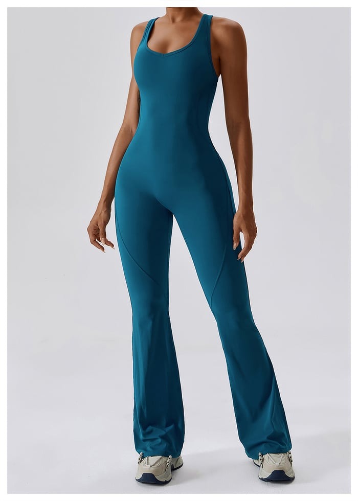 BREEHER Backless Flared Pants Quack Drying Highly Elastic Jumpsuits