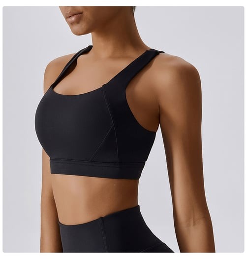 BREEHER Cross Straps Back Patchwore Vest Sports Bras