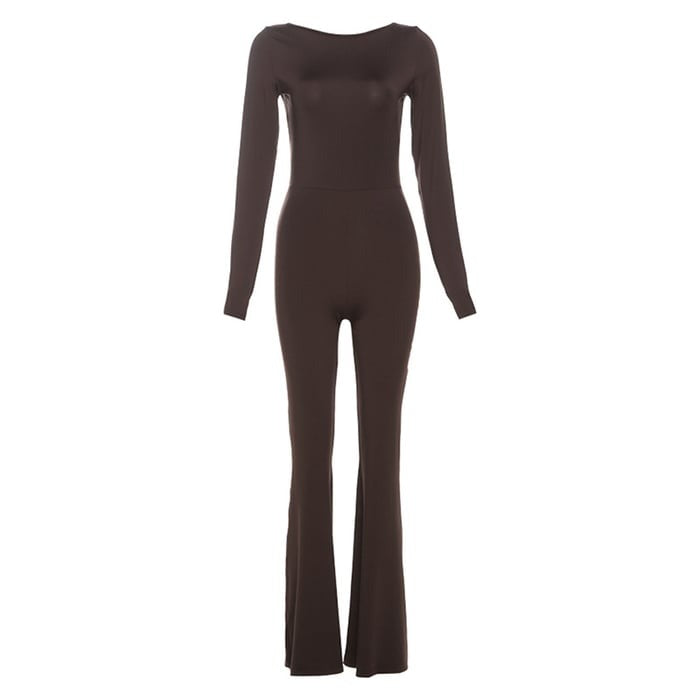 Sexy Solid Color Backless Jumpsuit