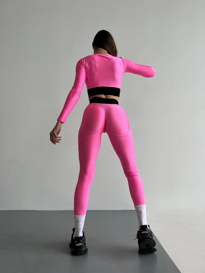 BREEHER Sexy Push-Up Stitching Peach Hip Lifting Leggings