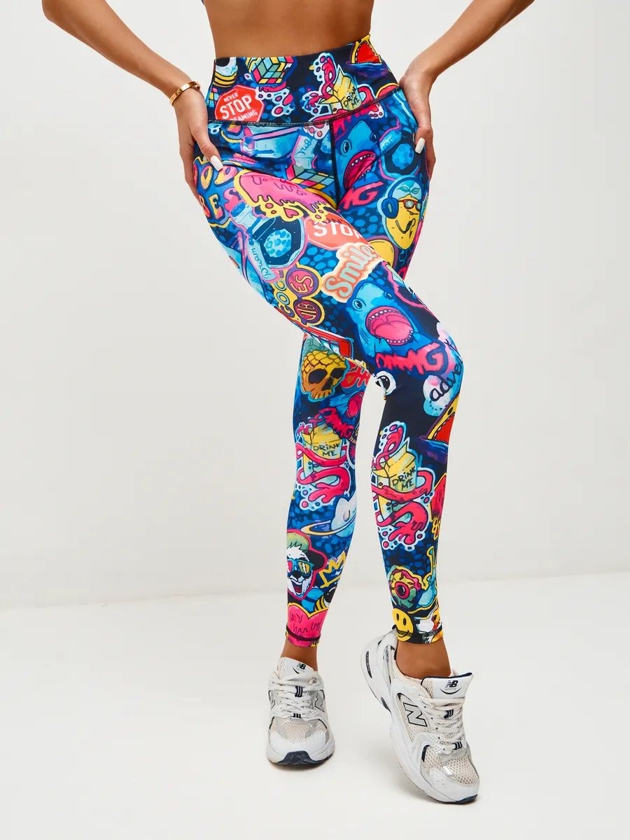 BREEHER High Waisted Printed Butt Lifting Fitness Leggings