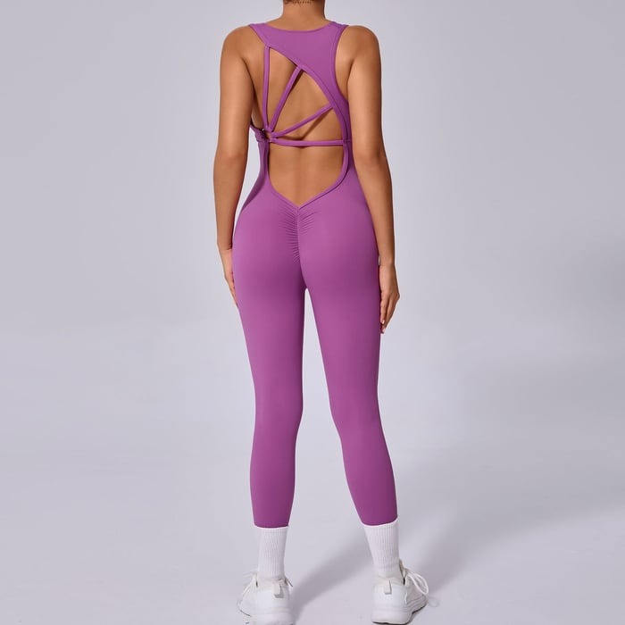 BREEHER Women Backless Sports Yoga Quick-drying Fitness Jumpsuit