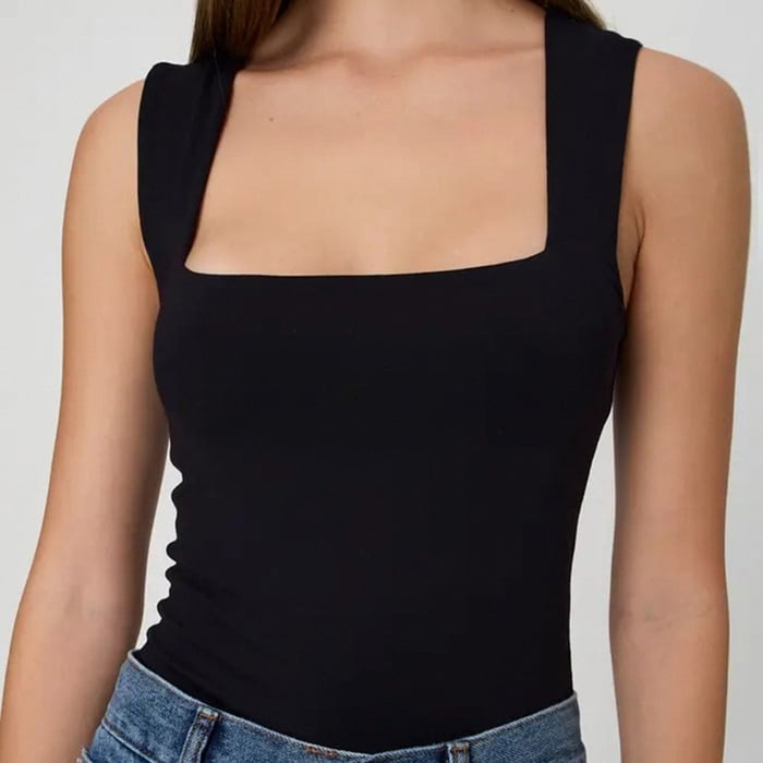 Solid Color Square Neck Sleeveless Jumpsuit