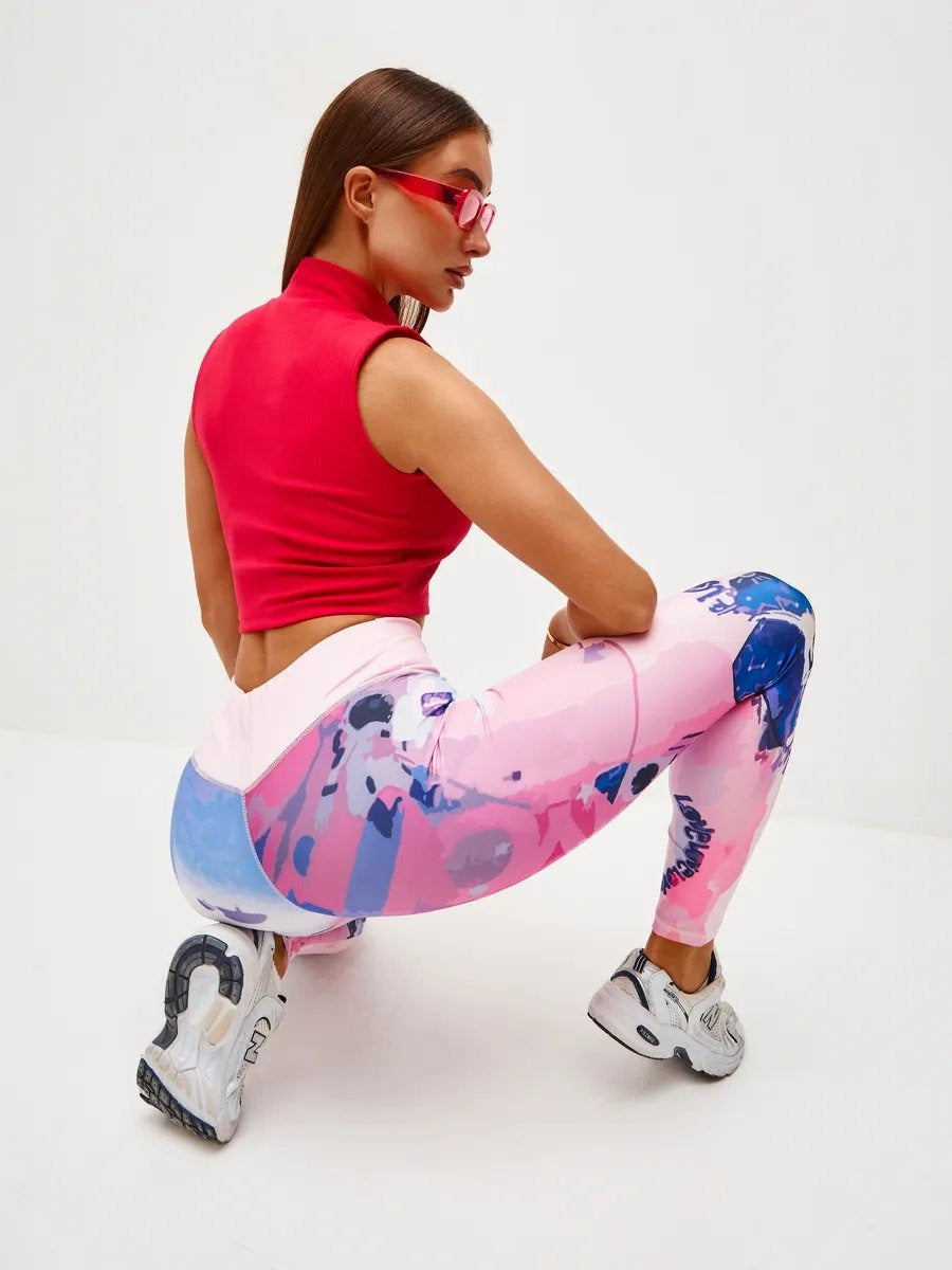 BREEHER High Waisted Printed Butt Lifting Fitness Leggings