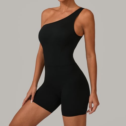 Solid Color Off-shoulder Yoga Jumpsuit