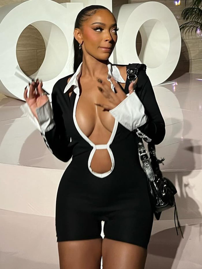 Sexy Hollow Contrast Color POLO Neck Jumpsuit