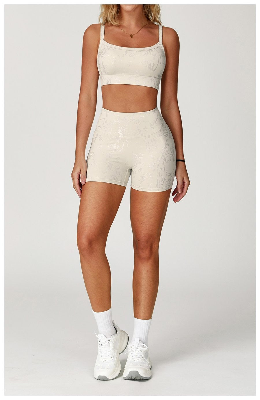 Gold Foil High Waist Nude Yoga Shorts