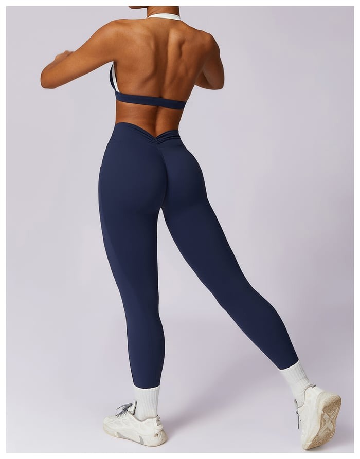 BREEHER Backless Vest Hip Lifting Two Piece Set Sports Suits
