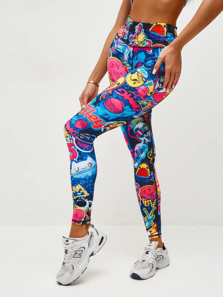 BREEHER High Waisted Printed Butt Lifting Fitness Leggings