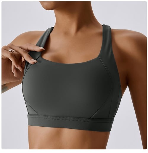 BREEHER Cross Straps Back Patchwore Vest Sports Bras