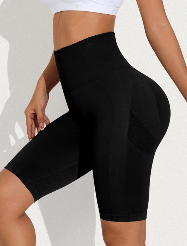 Sexy Seamless High Waist Cycling "Black" Shorts