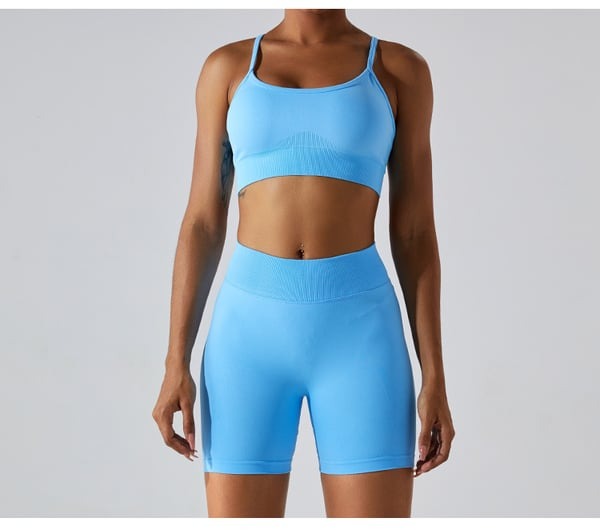 Sexy Backless Hollow Cross Strap Yoga Top With Chest Pads